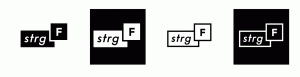 Schwar-weiß Varianten vom Logo Motion Design STRG F